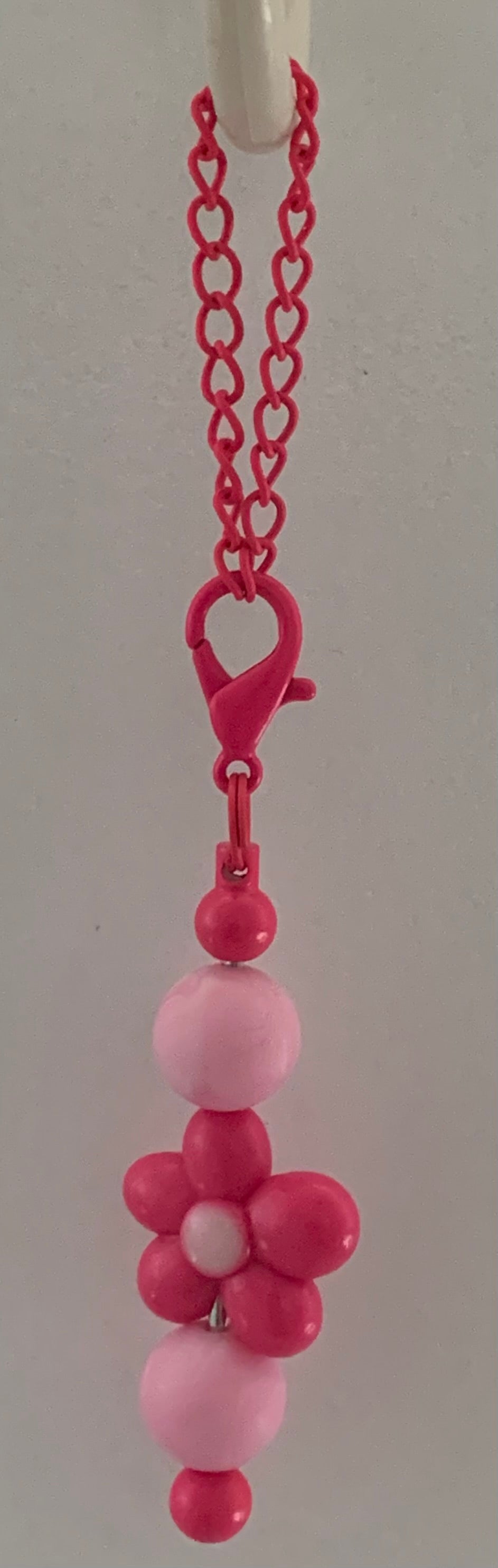 Hot Pink Beaded Flower Cup Charm