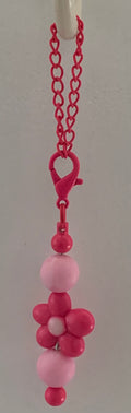 Hot Pink Beaded Flower Cup Charm