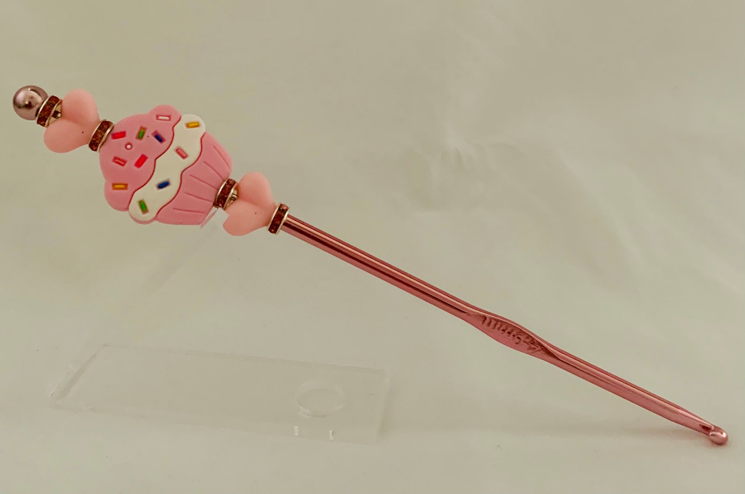 Beaded Crochet Hook – Pink Cupcake