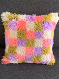 Latch Hook Cushion Cover – Pastel Checkerboard