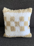 Latch Hook Cushion Cover – Neutral Checkerboard