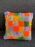 Latch Hook Cushion Cover – Retro Multicolour Patchwork