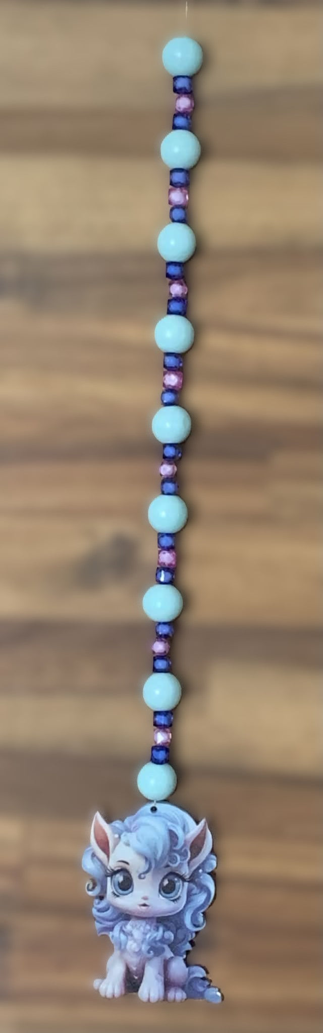Window Dangly - Mystical Creature Mint Purple Beads