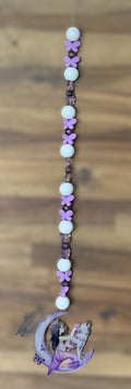 Window Dangly - Fairy Wolf Moon White Purple Beads