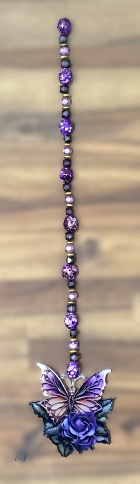 Window Dangly - Purple Butterfly Blue Rose