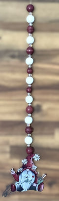 Window Dangly - Gnome Burgundy White Beads