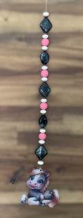 Window Dangly - Baby Pony Black Pink Beads