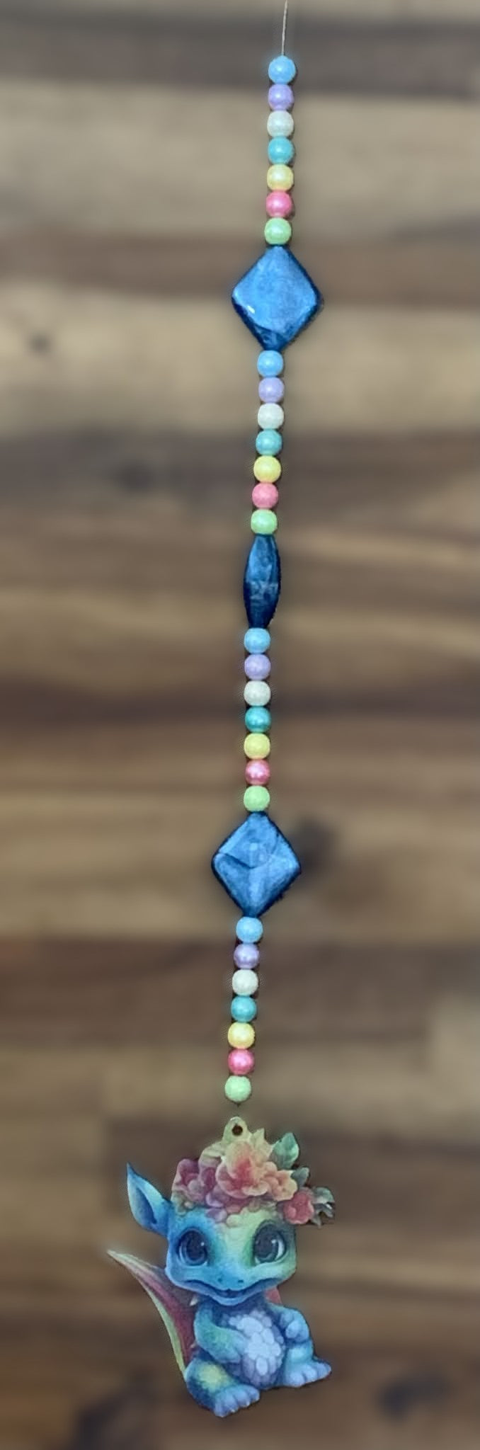 Window Dangly - Baby Dragon Pastel Rainbow Beads