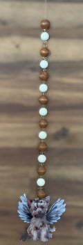 Window Dangly - Yorkie Angel Brown White Beads