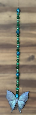 Window Dangly - Butterfly Teal Green Beads