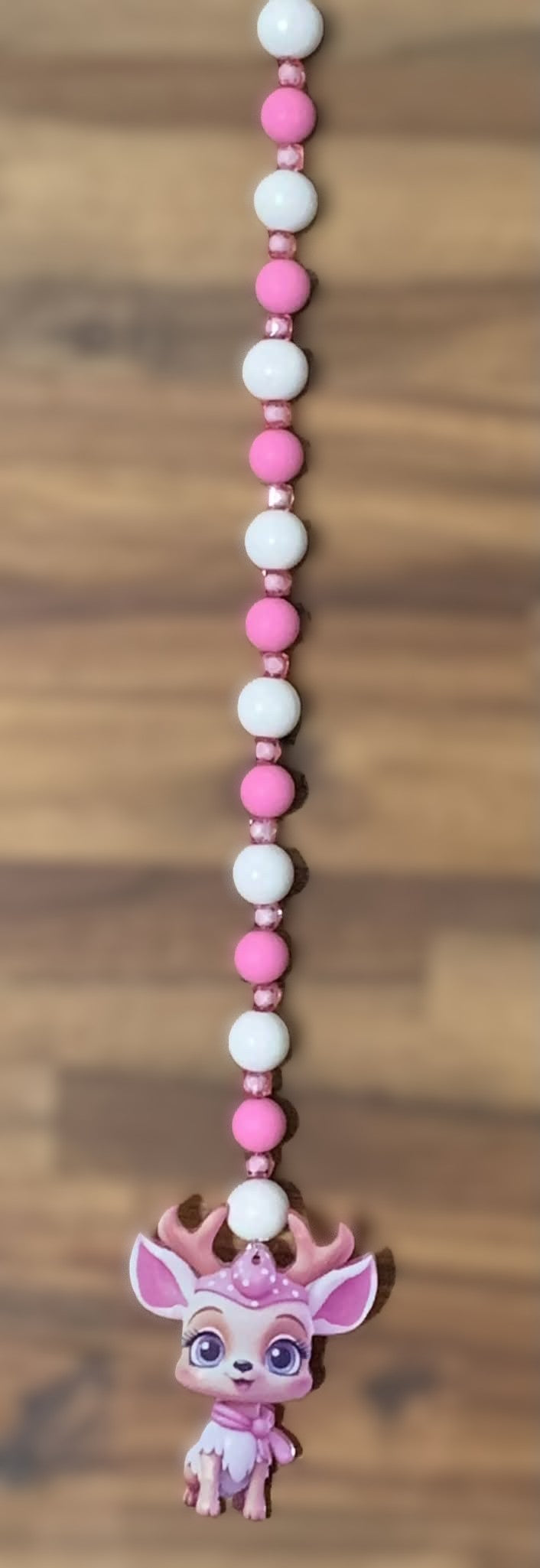 Window Dangly - Fantasy Fawn Pink White Beads