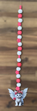 Window Dangly - Kitten Angel Pink White Beads