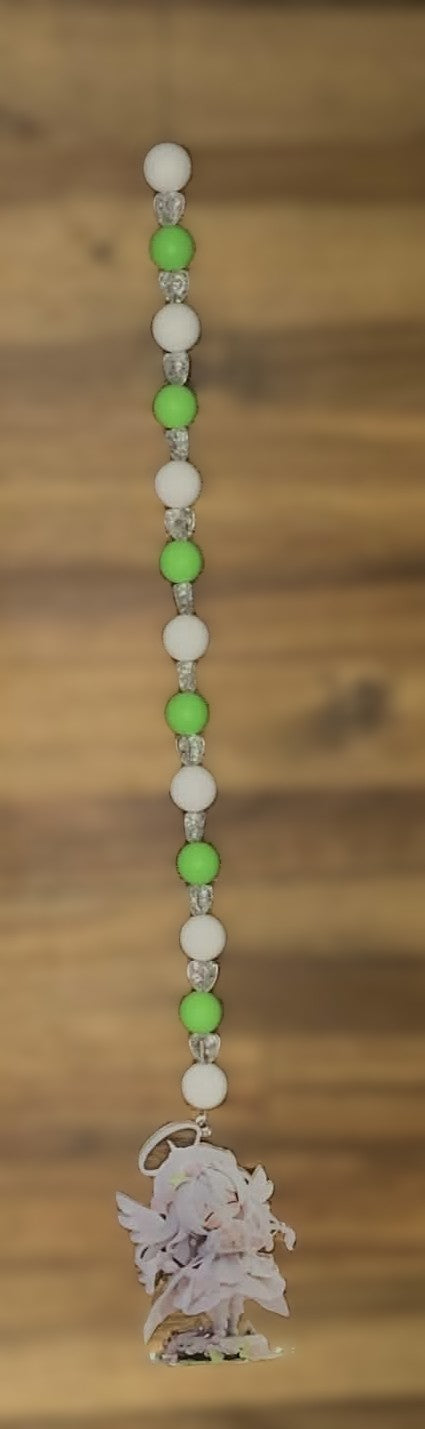 Window Dangly - Angel Fairy Green White Beads