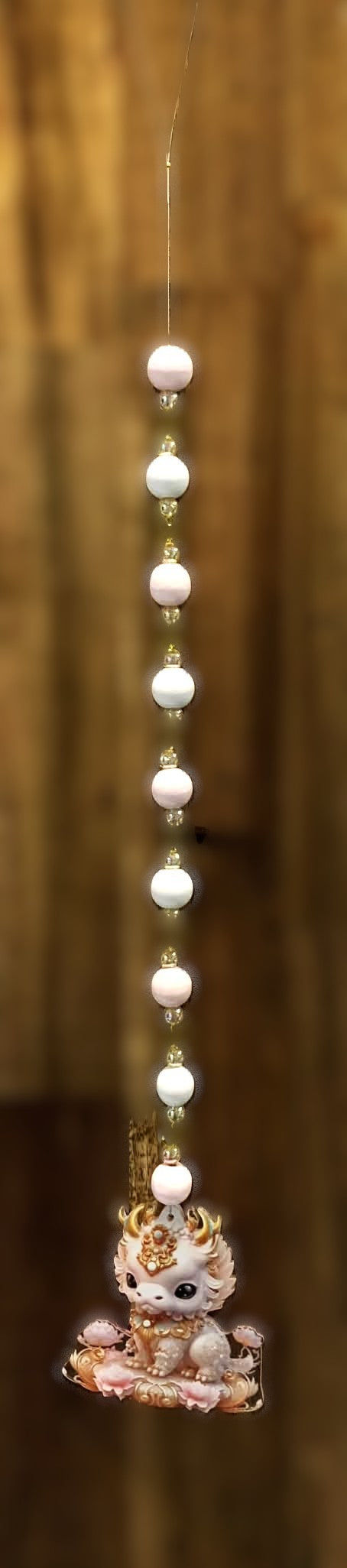 Window Dangly - Regal Fantasy Creature Pearl Gold Beads