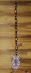 Window Dangly - Lavender Fairy Gold Brown Beads
