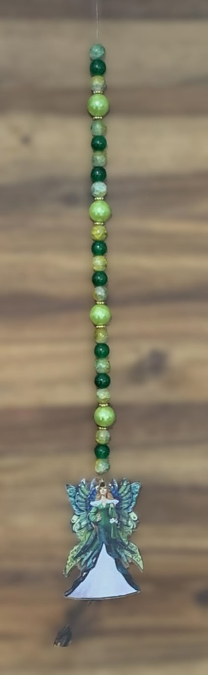 Window Dangly - Forest Fairy Green Beads