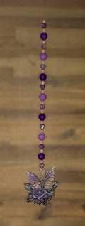 Purple Rose Butterfly Window Dangly