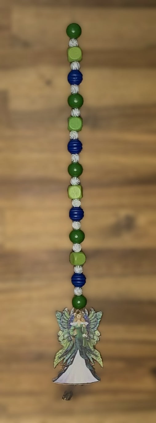 Window Dangly - Nature Fairy Green Blue Beads