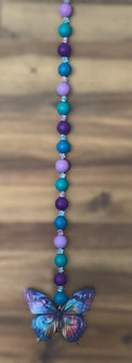 Window Dangly - Butterfly Teal Lavender Purple Beads