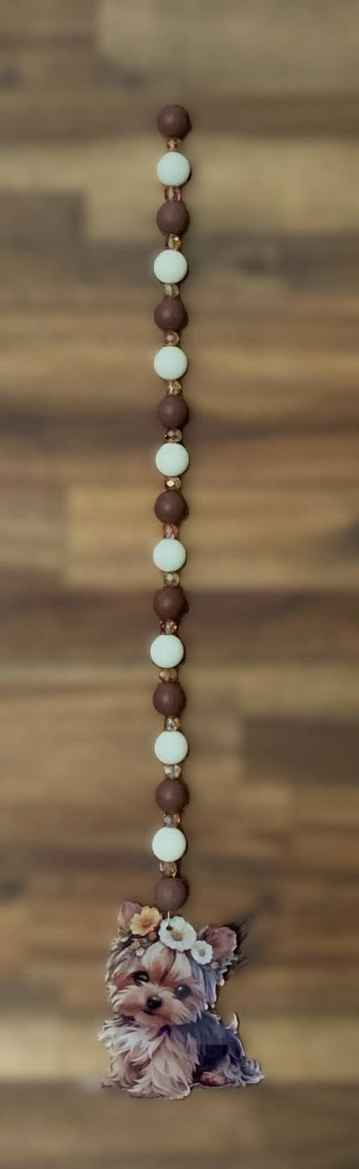 Window Dangly - Yorkie Brown Cream Beads