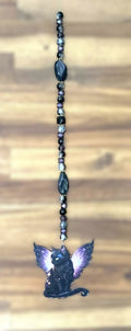 Window Dangly - Fairy Cat Black Purple Beads