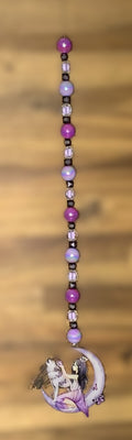Window Dangly - Fairy Wolf Moon Magenta Lavender Beads