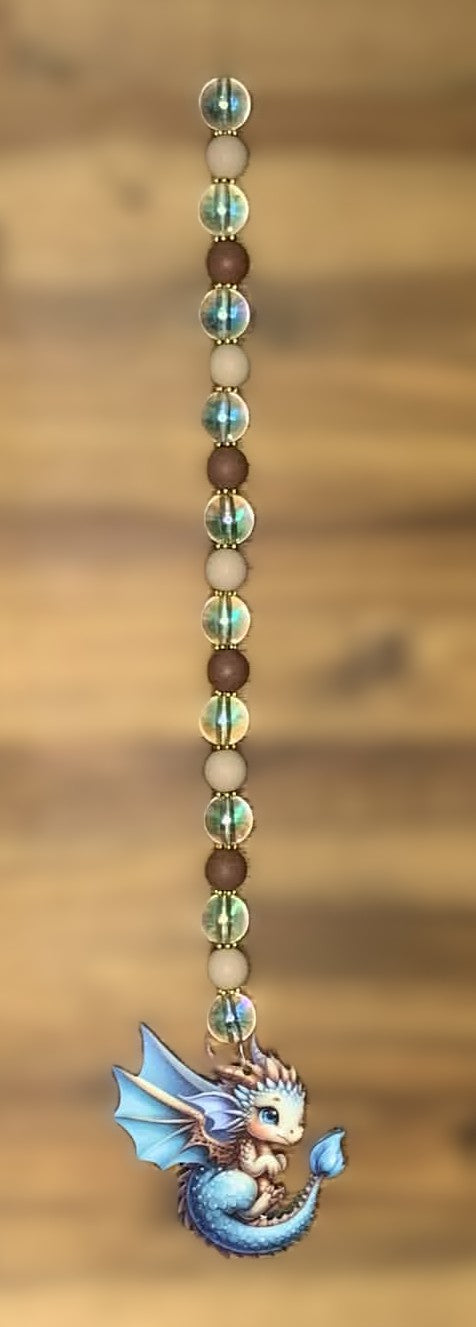 Window Dangly - Baby Ice Dragon Iridescent Brown Beads