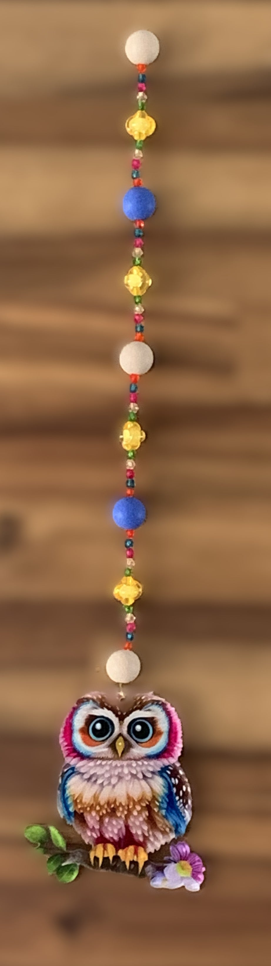 Rainbow Owl Window Dangly