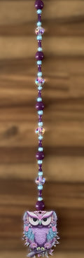 Floral Purple Owl Window Dangly