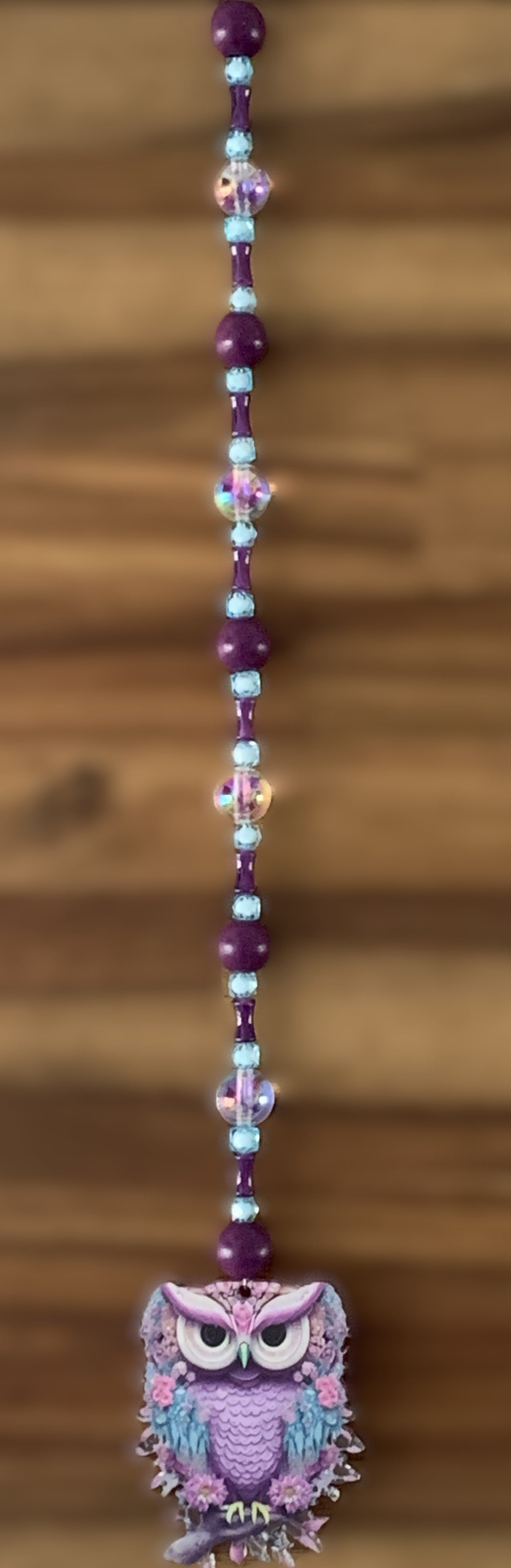 Floral Purple Owl Window Dangly