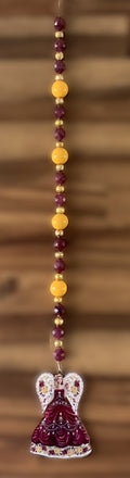 Window Dangly - Angel Burgundy Mustard Beads