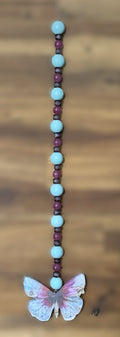 Window Dangly - Butterfly Mint Mauve Beads