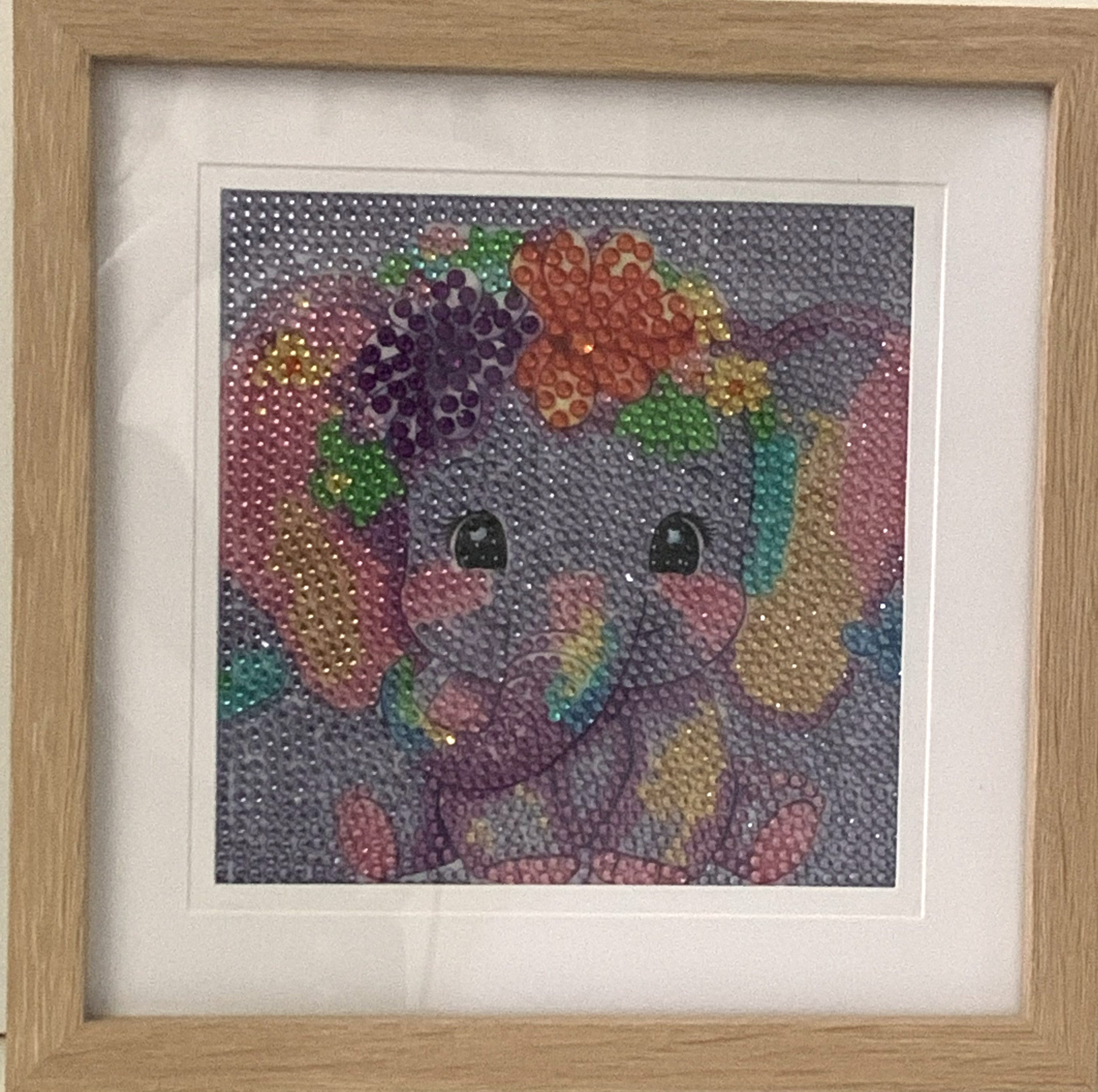 Framed Diamond Painting – Rainbow Elephant