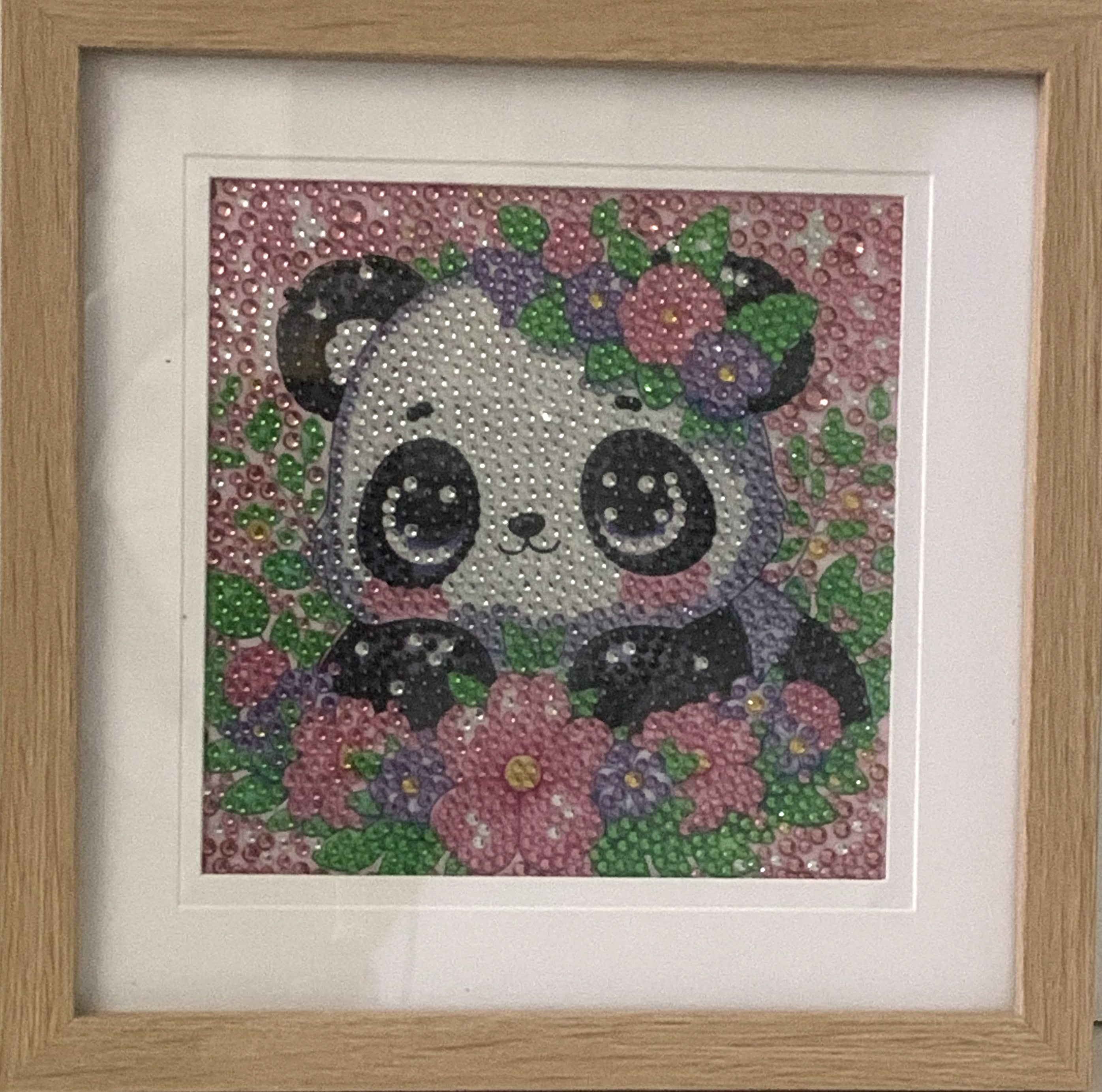 Framed Diamond Painting – Floral Panda