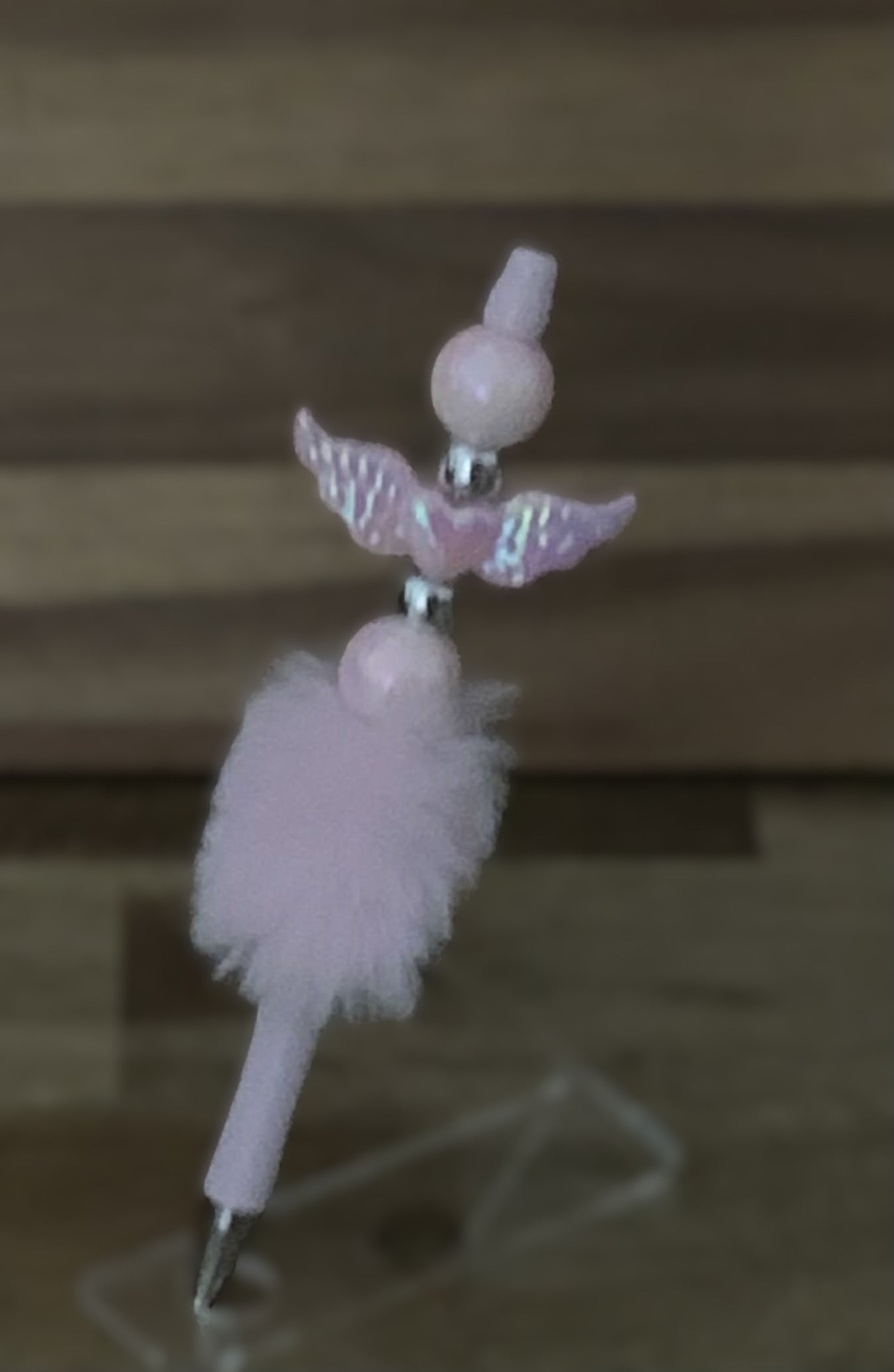 Fluffy Pen - Pink Angel Wings Charm