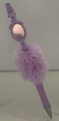 Fluffy Pen - Lavender Vanity Mirror Charm with Purple Bead Topper