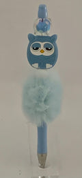 Fluffy Pen - Baby Blue Sleepy Owl Charm
