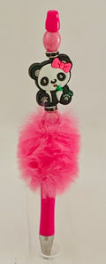 Fluffy Pen - Hot Pink Panda with Bow Charm