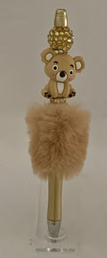 Fluffy Pen - Gold Koala Charm with Rhinestone Topper