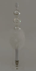 Fluffy Pen - White Iridescent Faceted Crystal Beads with White Topper