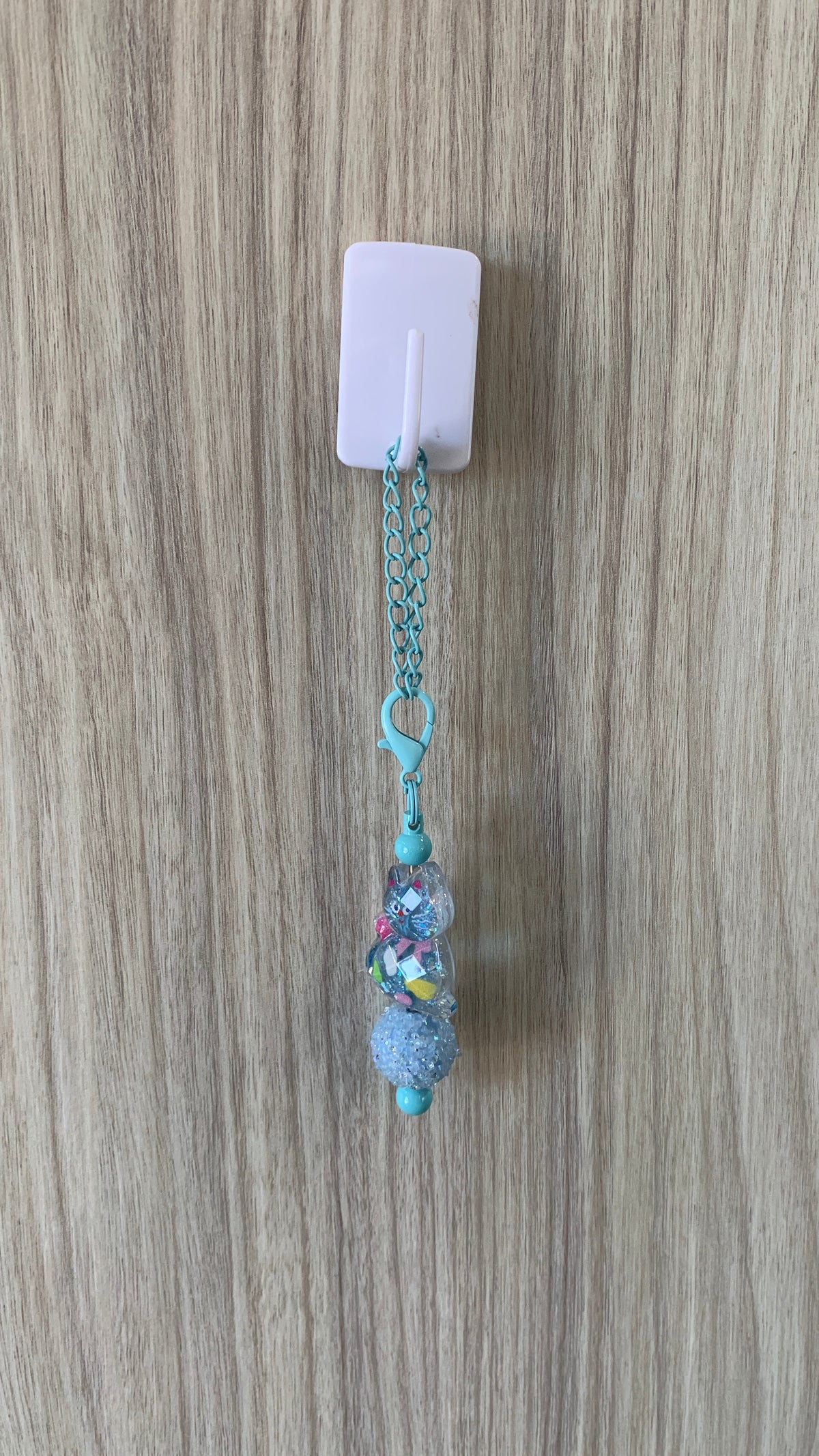 Blue Glitter Cat Beaded Cup Charm