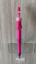 Beaded Pen - Hot Pink Gumball Machine Charm Disco Ball Pink Faceted Crystal Bead