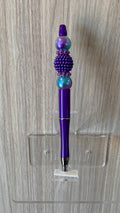 Handmade Beaded Ball & Aurora Pearl Pen - Deep Purple