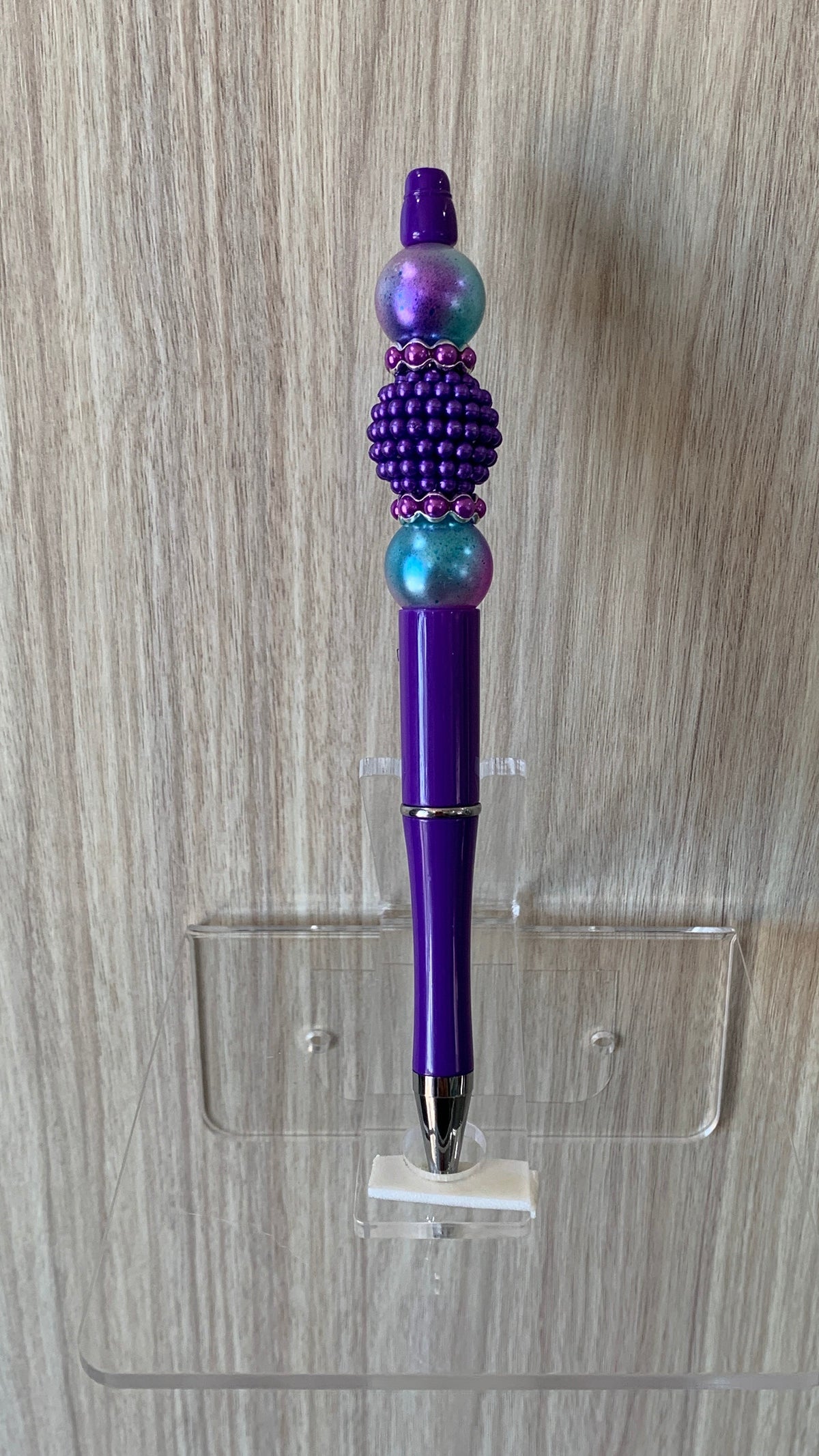 Handmade Beaded Ball & Aurora Pearl Pen - Deep Purple