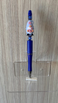 Handmade Gnome Beaded Pen - Royal Blue & Crystal