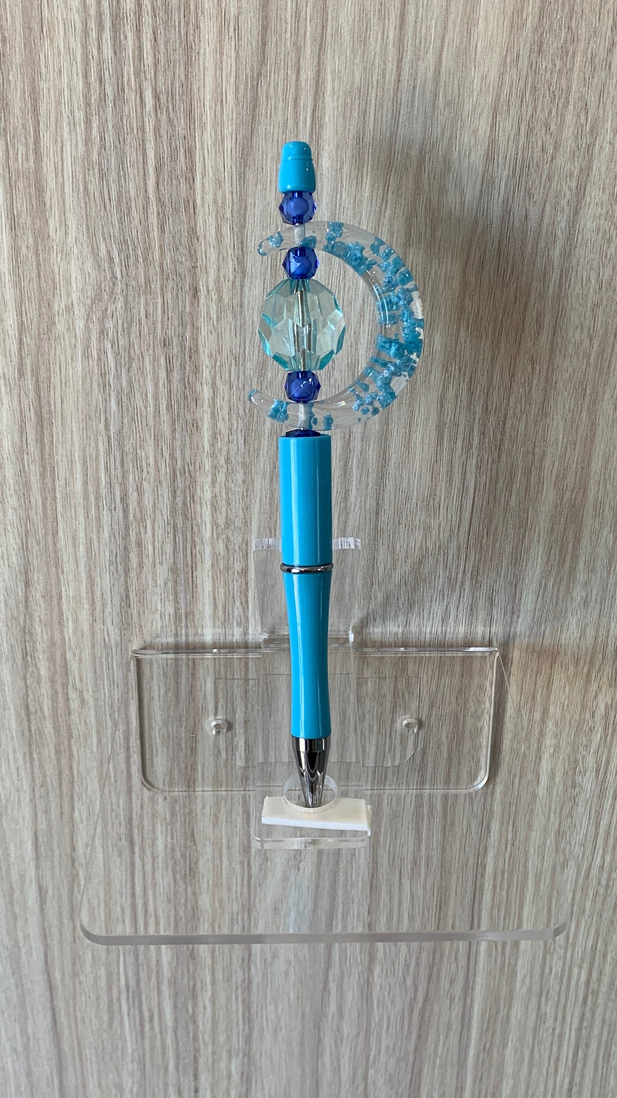 Handmade Crystal & Sapphire Beaded Spinner Pen – Turquoise