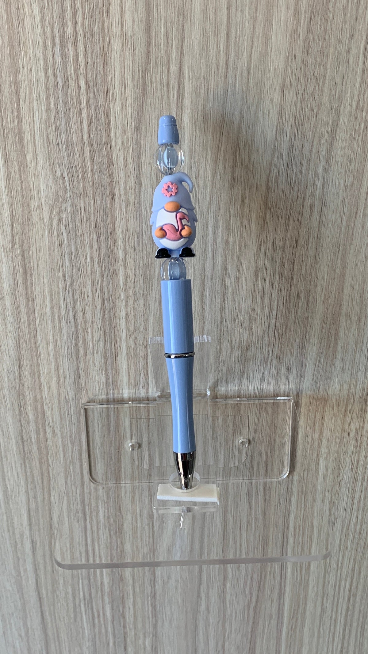 Handmade Nurse Gnome Beaded Pen - Powder Blue