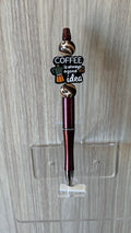 Handmade Coffee Lover Beaded Pen - Dark Brown & Green