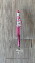 Handmade Kawaii Fluffy Unicorn Beaded Pen - Hot Pink & White