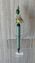 Handmade Kawaii Turtle Beaded Pen - Sage Green